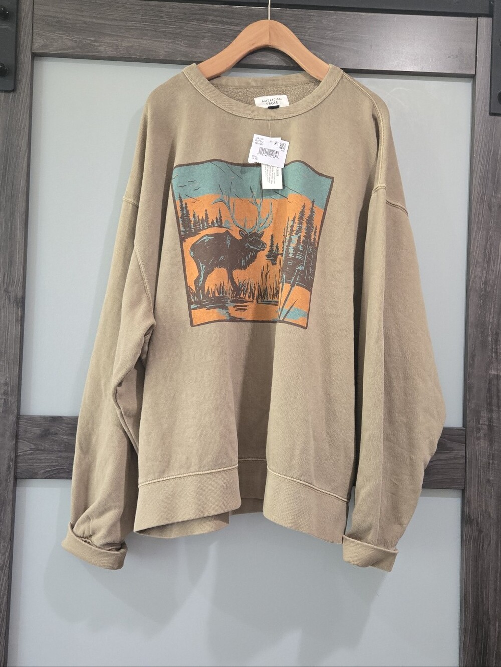American Eagle Outfitters Sweatshirt Unisex  Crewneck Pullover‎ Moose Elk XL NWT